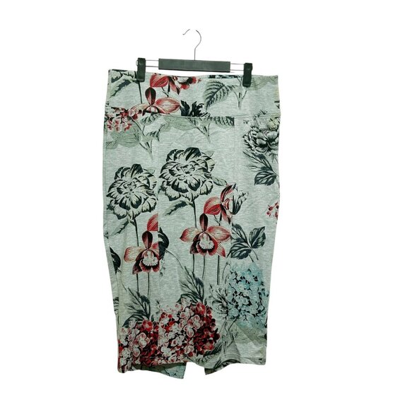 Melissa McCarthy Seven7 Gray Floral Midi Pencil Skirt Size 1X - Picture 1 of 3
